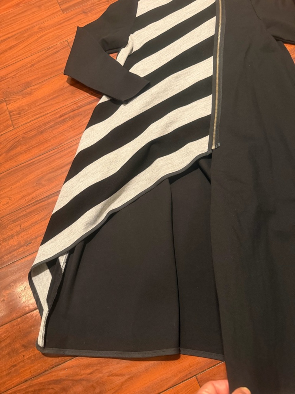 METAMORPHOZA  Black Trench dress coat  with Gray Stripe Panel - Picture 15 of 16